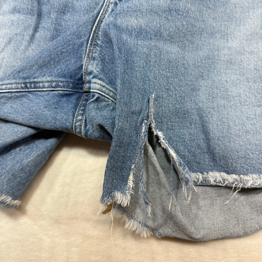 Good American 20W Plus Good Icon Denim Shorts Retro Distress Ripped Summer Beach - Picture 3 of 12